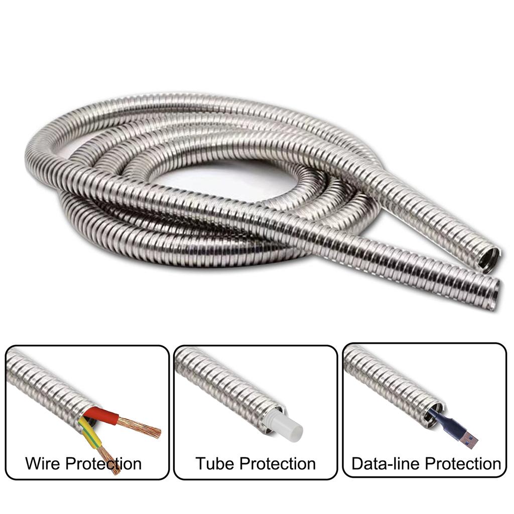 Inner Diameter 4-20mm 304 Stainlesss Steel Corrugated Pipe Wire Line Cable Conduit Protect Hose Tube Length 3 Meter