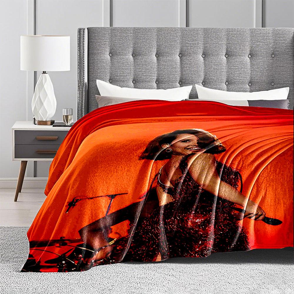 Singer On Stage with Red Dress for All Seasons Blanket Lunch Break Throw Gift