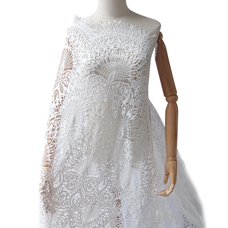 Xq We Wantice White Lace Embroidery Cloth, Milk Silk Embroidery Fabric, Water-Soluble Embroidery Full, Three-Dimensional Hollow