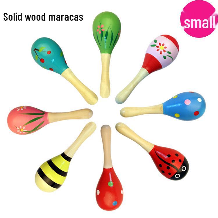 

Rainbow Wooden Hand Rattle: 10 Bells Baby Soothing Toy