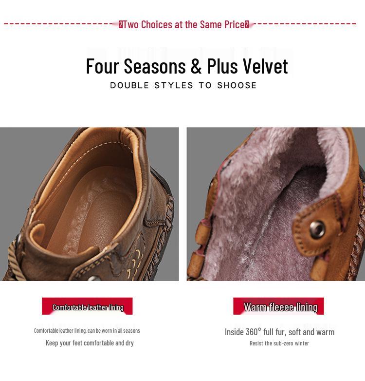 2024 Autumn/Winter Men's Plus Size High-Top Cotton-Lined Casual Warm Shoes