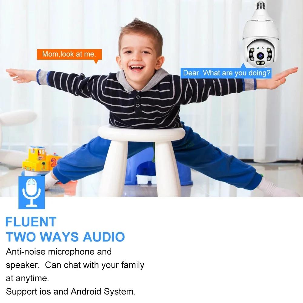 5MP E27 Bulb WiFi IP Camera Smart Home Tuya  AI Human Motion Detect Full Color Night Vision Outdoor Security Surveillance Cameras