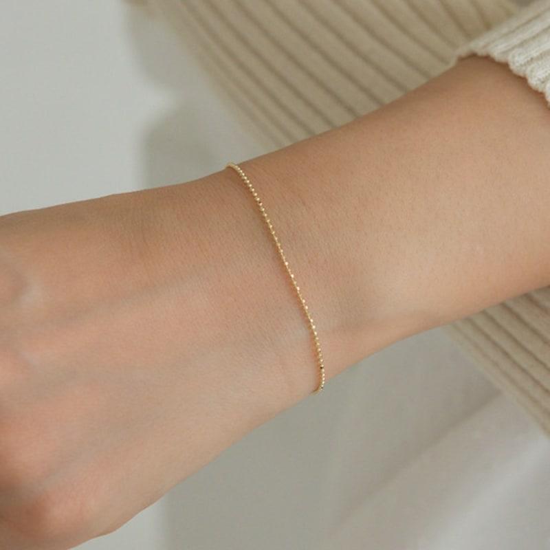 LUNNE 14k Cut Stone Ball Bracelet (14k Gold) #BR04