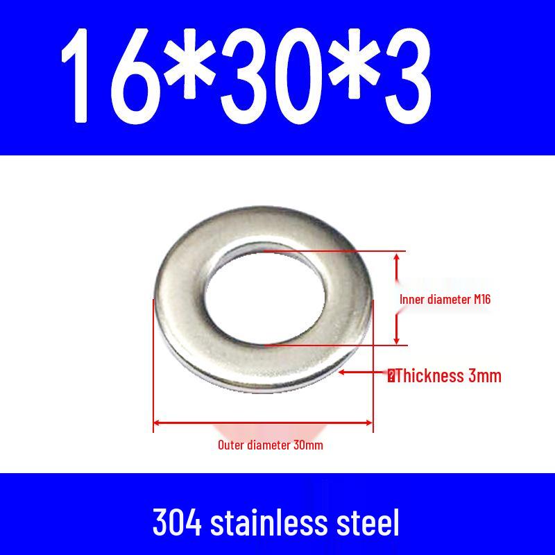 304 Stainless Steel Flat Gasket Washer, Metal Spacer for M2-M20.