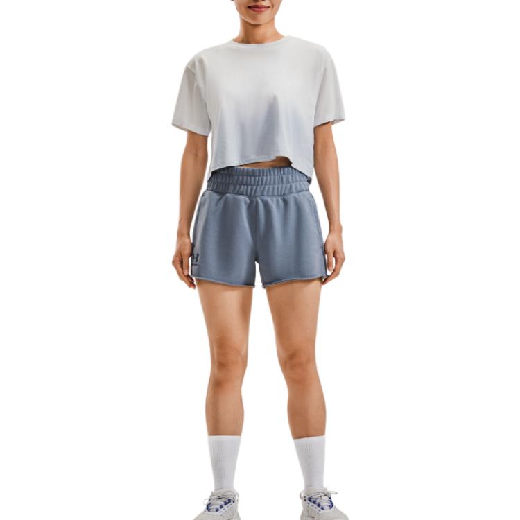 Under Armour Solid Color Elastic Waist Cotton Sports Shorts Women Shorts Gravel-Gray 1378652-001