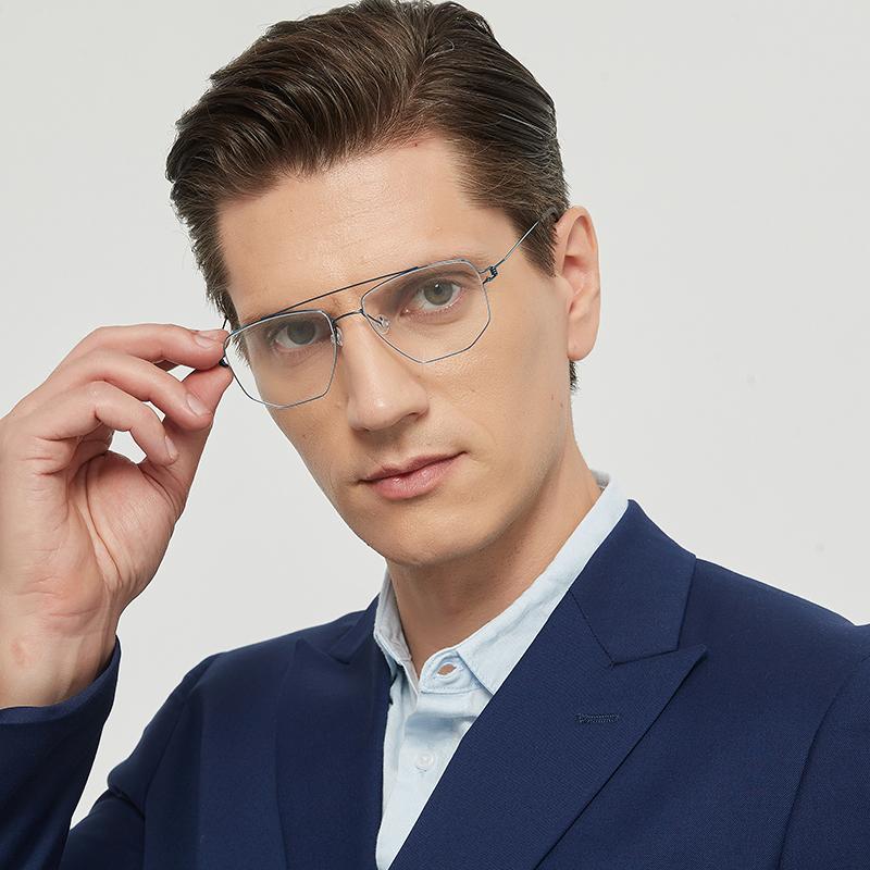 Denmark Men Double Beam Glasses Frame EDWIN Fashion Square Titanium Ultralight Eyeglasses Women Screwless Business Retro Eyewear