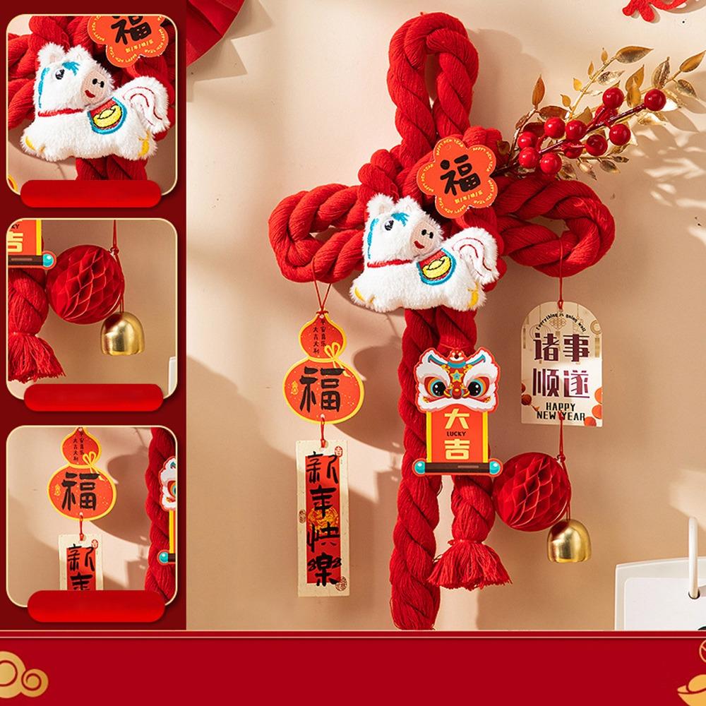New 2026 New Year Pendant Year of the Horse Red Lucky Spring Festival Decor Entrance Door Decor Festive Atmosphere
