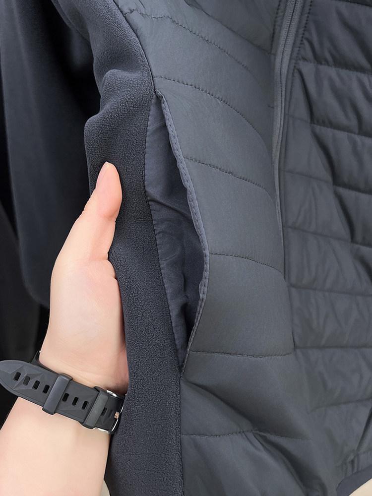 Men's Velvet Patchwork Jacket - Autumn/Winter Lightweight Cotton with Stand Collar, Wool Berber Fleece, Casual Fashion