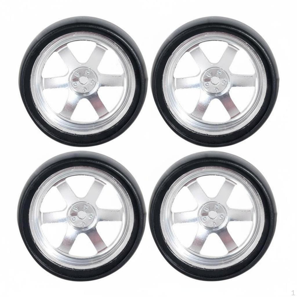 4 Pieces 1/18 Scale RC Slide Wheels Universal Fit Metal Hub Tires Wear Resistant Car