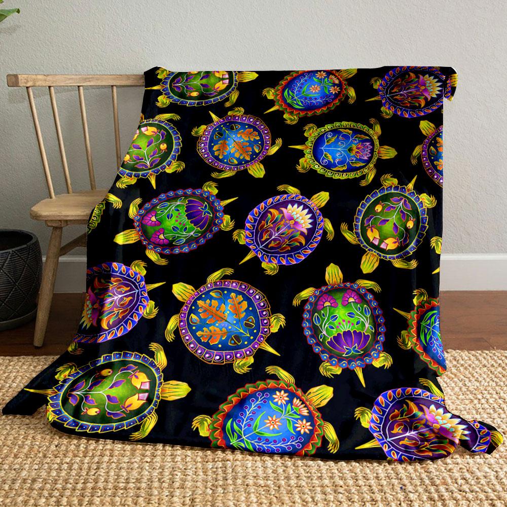 

Colorful Floral Turtles Blanket bedroom Blanket for Livingroom Couch lunch break Soft throw for Friend s festival Gift 80cm x 120cm