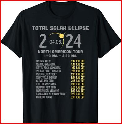 America Solar Eclipse 2024 Totality April 8 Black Cotton T-Shirt S-5XL