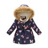 Autumn and Winter Children's Cotton Jacket Boys and Girls Fashion Printing Cartoon Big Boy Long Section Hair Collar Hooded Cotton Coat Jacket