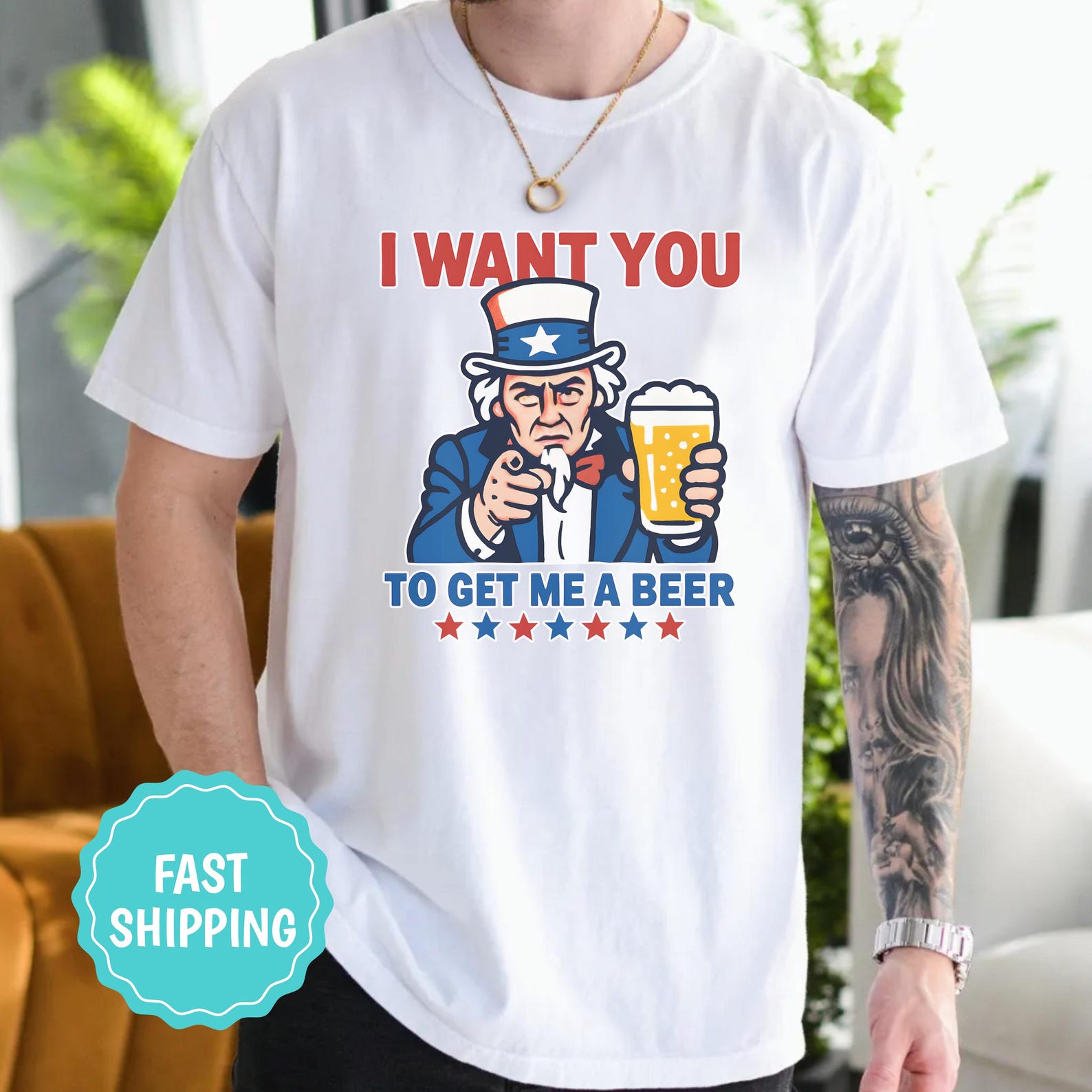 Funny 4th of July T-Shirt: Retro American Independence Day Tee L