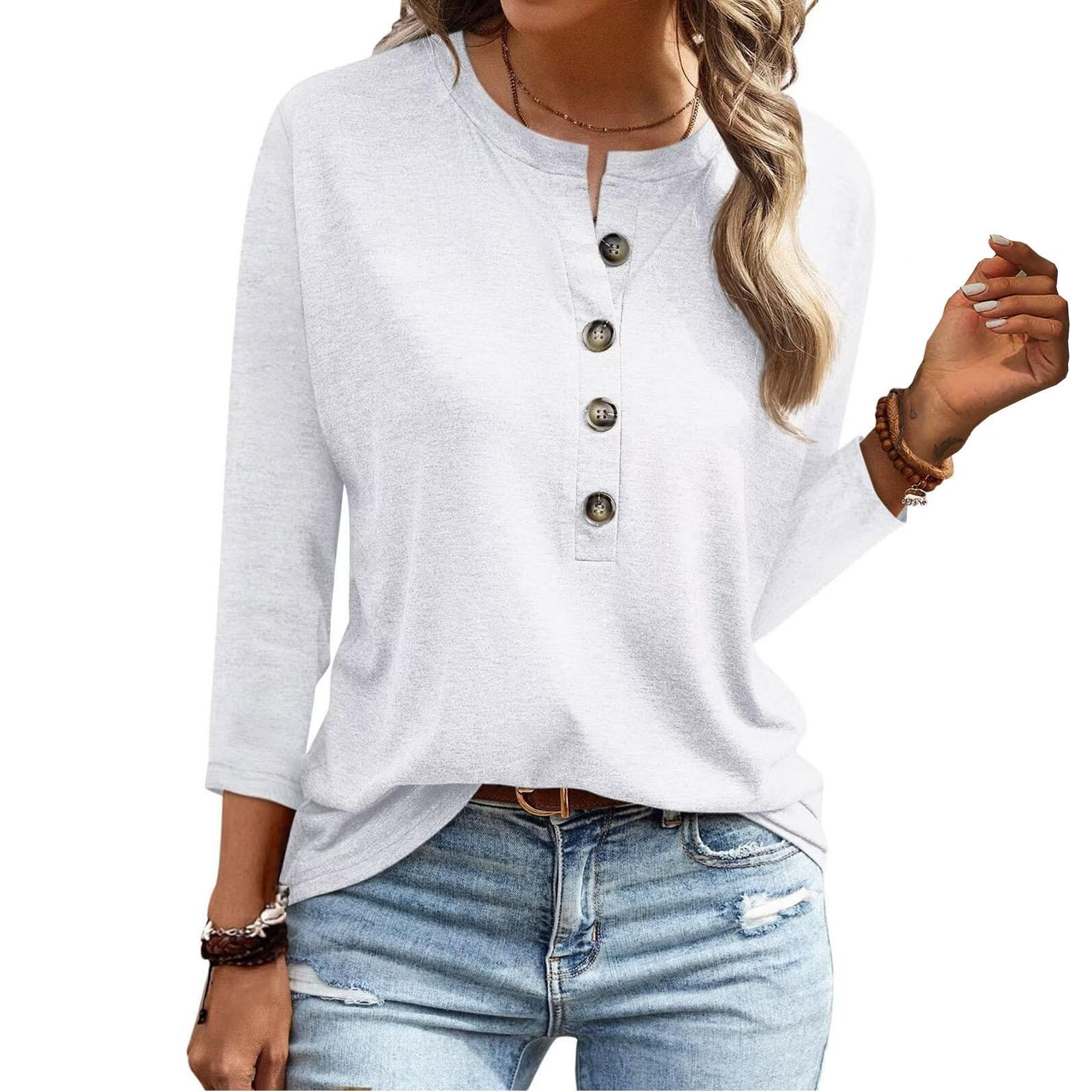 

Женская модная повседневная новая свободная футболка с круглым вырезом и рукавами 3/4 с принтом, женский топ S белый