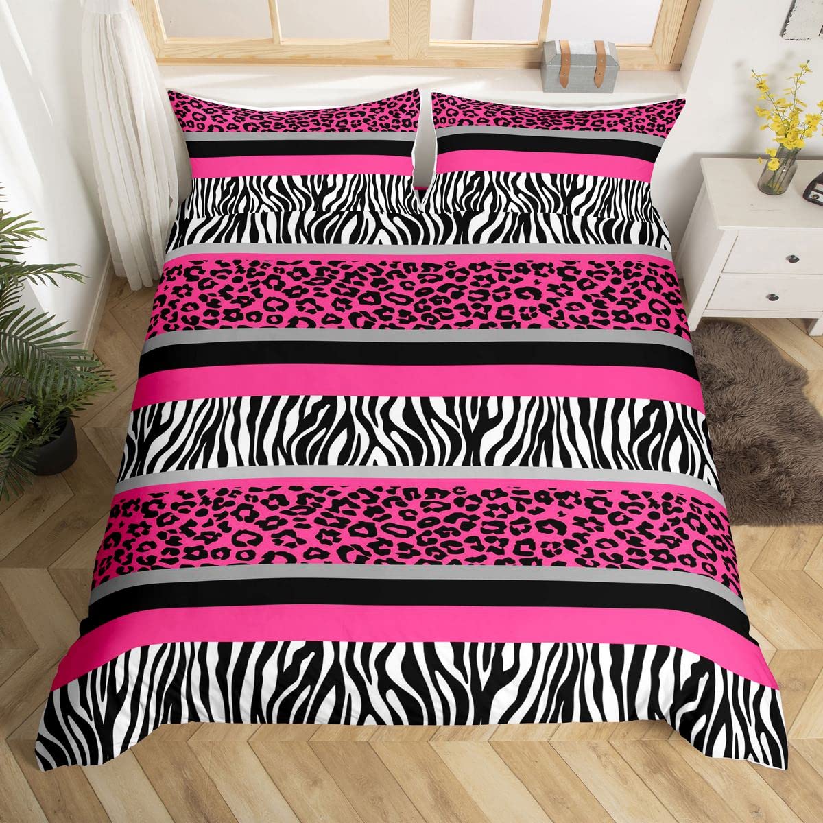 

Cheetah Print Duvet Cover Set Leopard Quilt Cover Sets Queen King Size Animal Adults Boys Teenagers Home Bedding 3 Pieces Set 150*200cm 3pcs