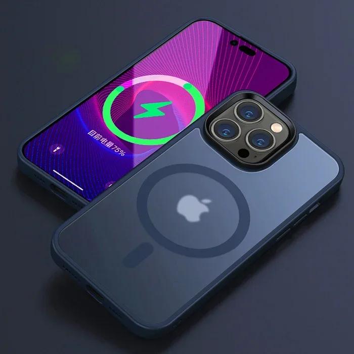 Luxury Matte For Magsafe Case For iPhone 16 15 13 12 11 14 Pro Max 16 Plus Magnetic Wireless Charge Translucent Shockproof Cover