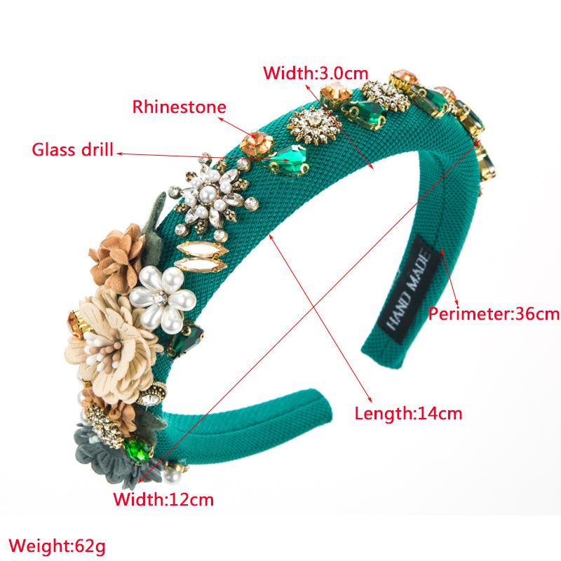 Luxury Pearl Fabric Flower Sponge Headbands Hair Accessories For Women Party Rhinestone Hairband Hair Band Hoop Girl Headwear