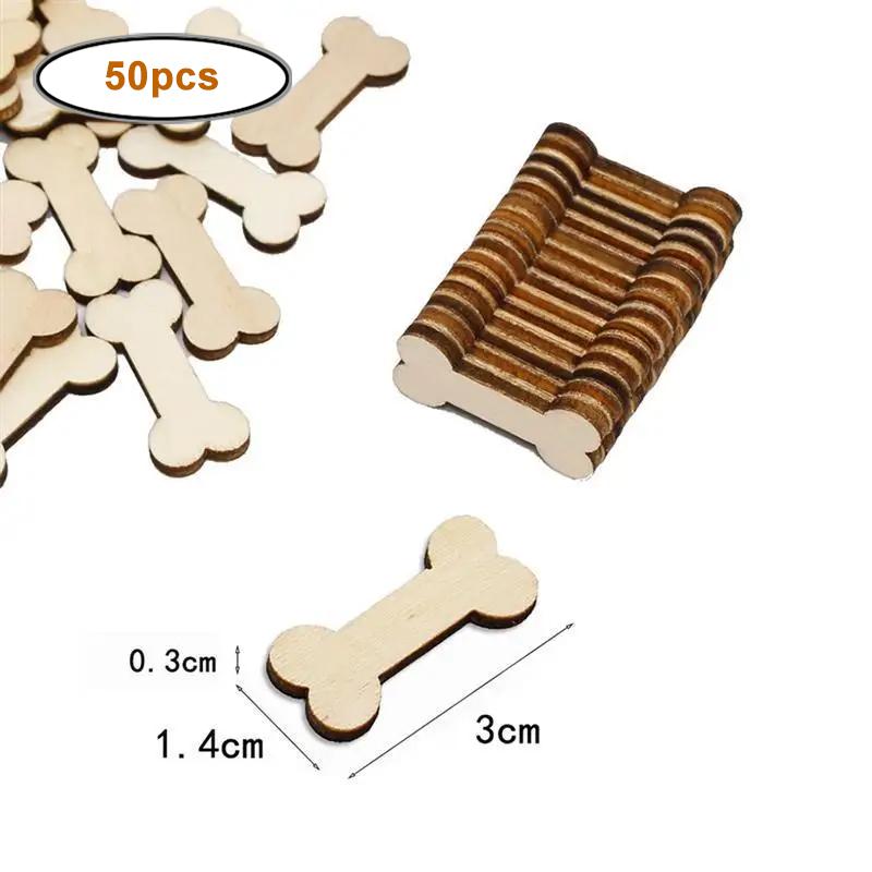 

50pcs Wooden Dog Bones Plain Unfinished Wood Craft Ready To Paint or Decorate Best for Tags, Wedding, Family Birthday Decor