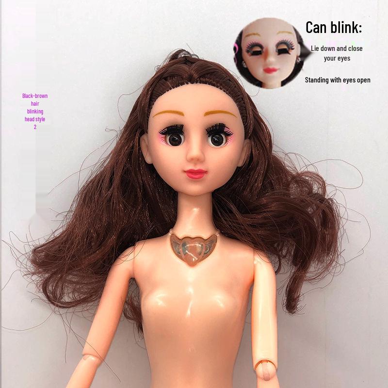 30cm 11-inch BJD Doll with Blinking Real Eyes, Changeable Clothes, DIY Options, and Bonus Head