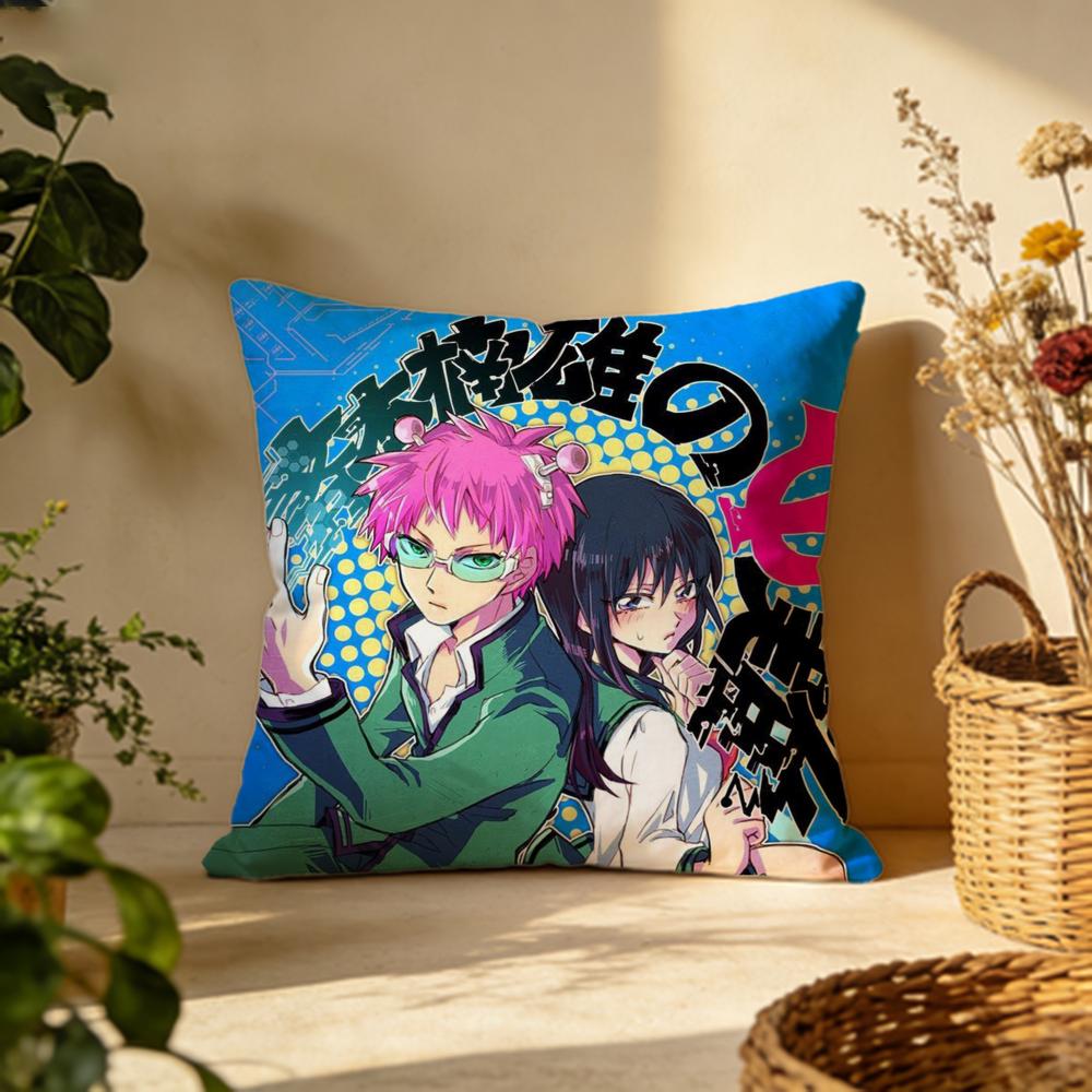 Hot TThe Disastrous Life of Saiki Kied Cushion Cover Versatile DoubleSided Pillow Case Fit for Sofa Bed Car  Daily Decor