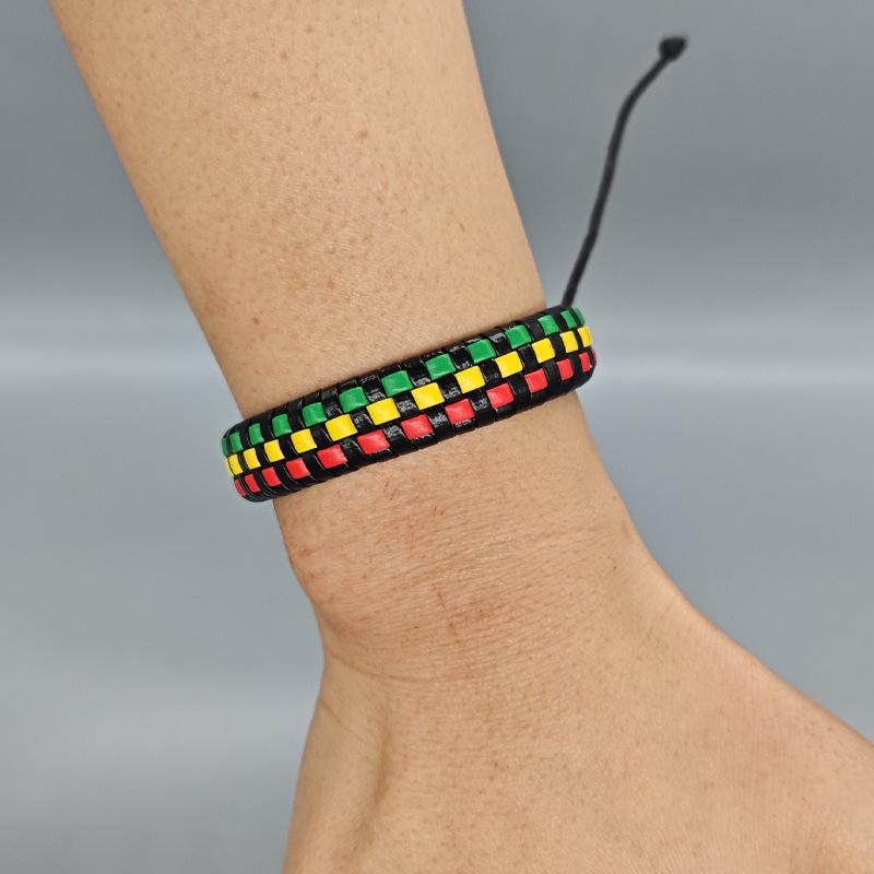 

Jamaica Dopamine Color Block Ethnic Adjustable Woven Bracelet