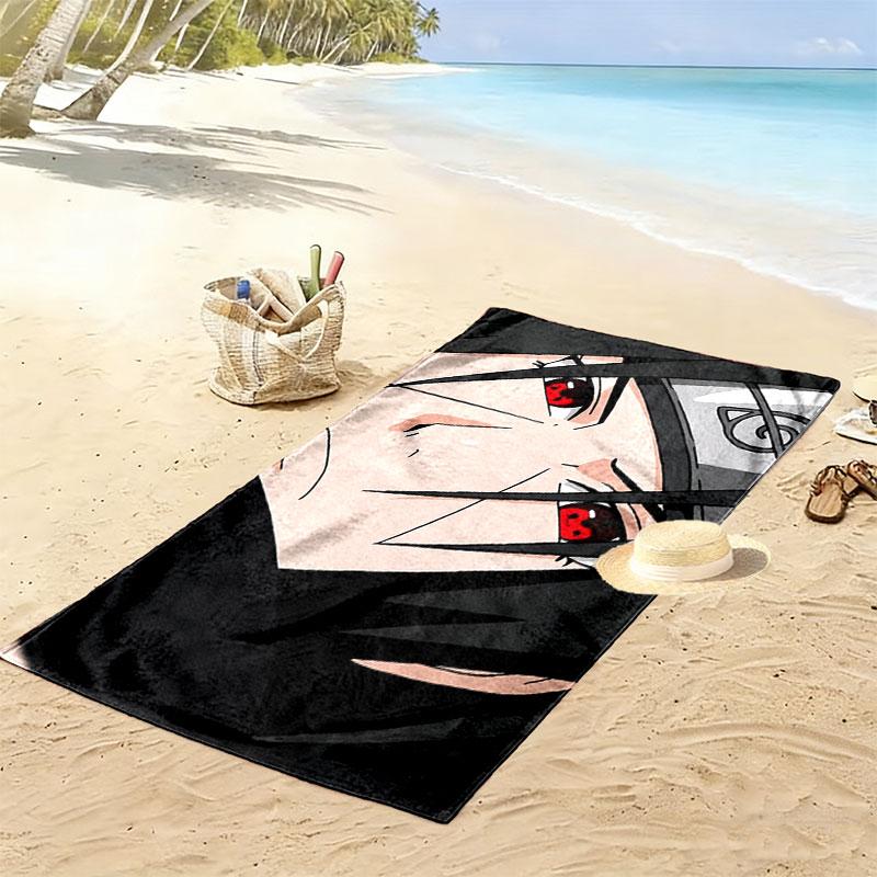 Uchiha Sasuke Print Beach Towel, Large Soft Quick Dry Towel for Beach Camping Swimming