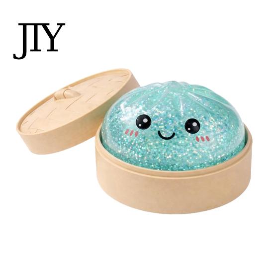 Glitter Pinch Dumpling Steamed Bun Squeeze Toy, Cute Stress Relief Ball, Durable Ball Slow Rising Decompression Toy for Desk, Kawaii Fidget