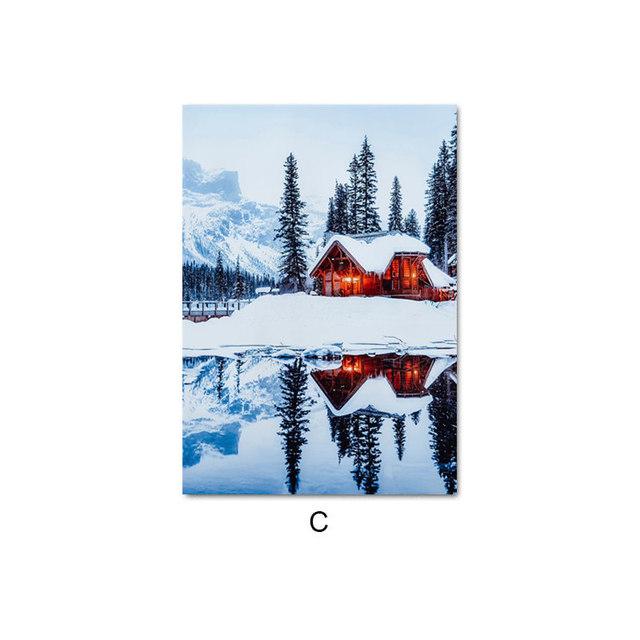 

Північне Різдво Сніг Лось Ліс Зимовий Пейзаж Плакати та принти Настінні картини Картини на полотні Друк Картинки Домашній декор кімнати 40X50cm No Frame