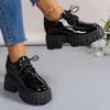 Fashion Concise Chunk Heel Loafers Shoes Women Spring Autumn Black Pu Leather Loafers Shoes Woman Non Slip Wear Resistant Shoes Female