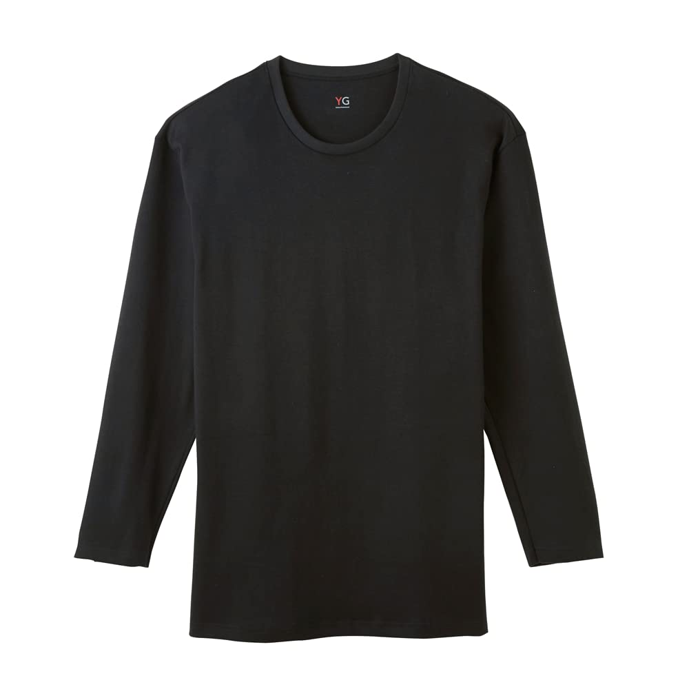 

Gunze YV0708 Inner YG Cotton Lightweight Sleeve Crew Size L Men s Shirt, 100% Series, Double-Heat, 3/4 Neck, Black, (NEW)
