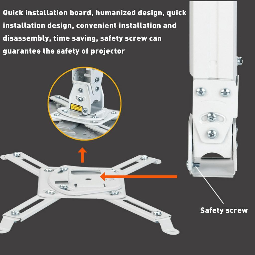 White Universal 360 Angle Rotation Projector Bracket Ceiling Mount Wall Bracket DVR Camera Holder Theater Office Meeting Room Home