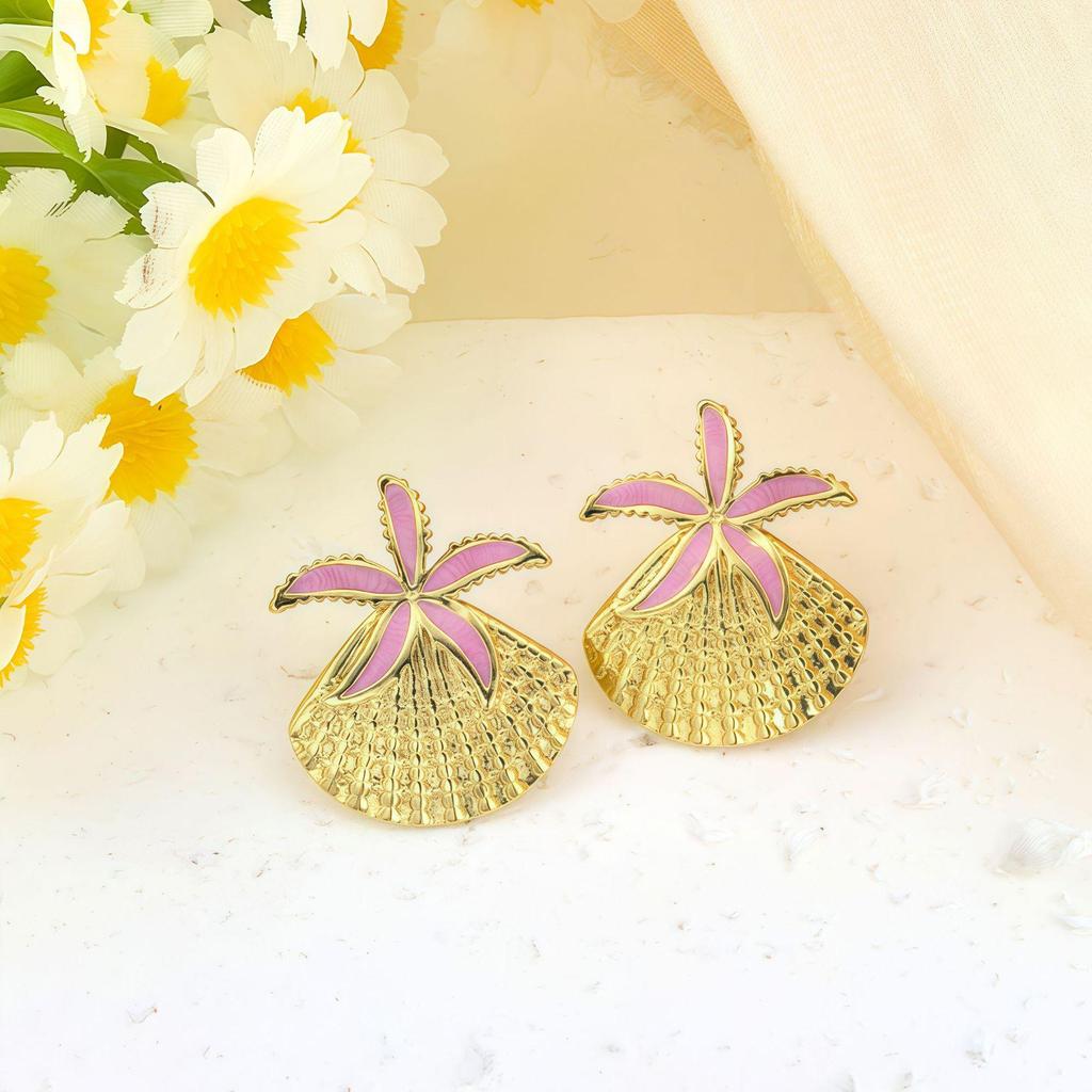Colorful Starfish & Shell Beach Style Earrings – Marine Life Inspired Jewelry