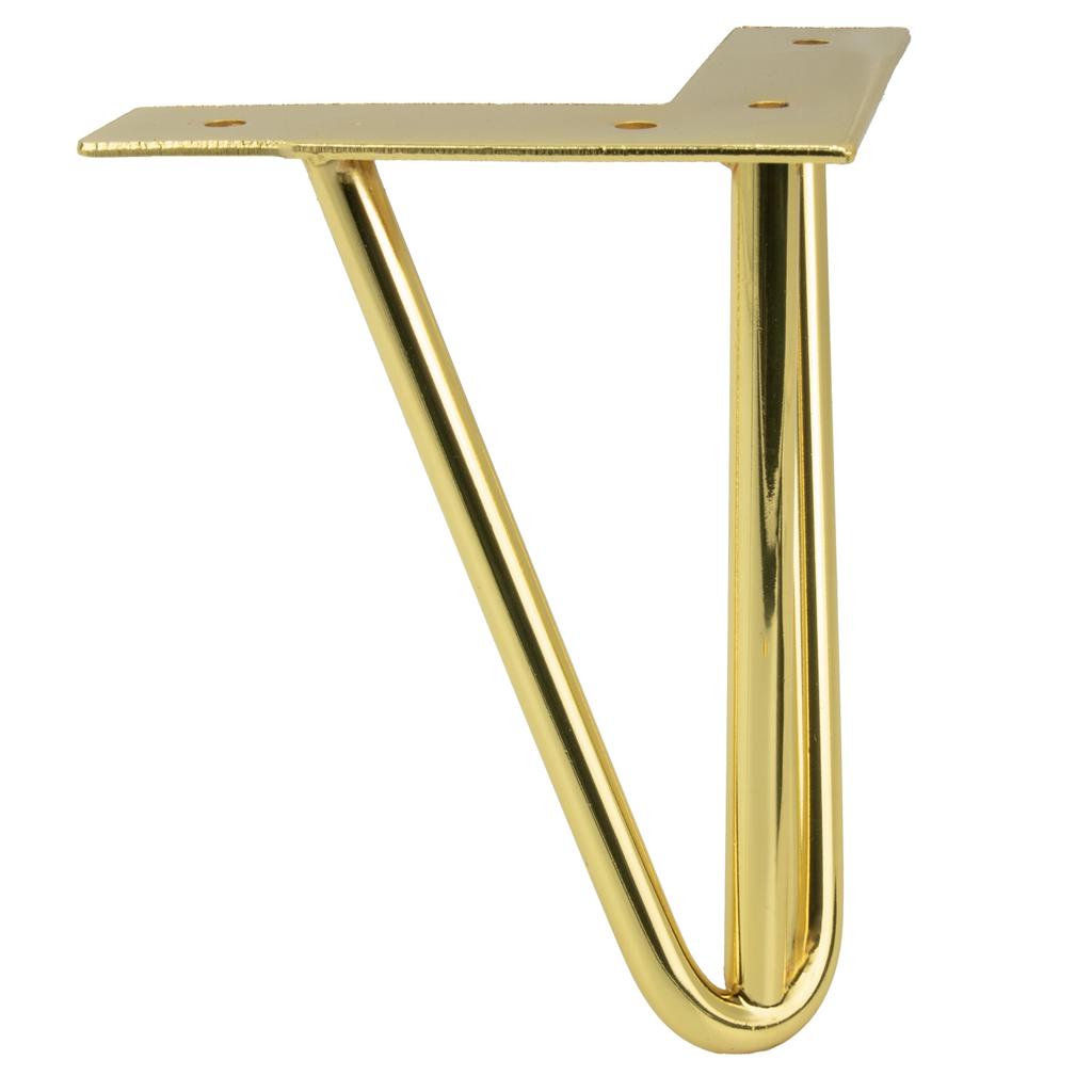 Set of 4 furniture legs Hairpin legs gold gloss height 15 cm