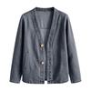 Women's Casual Open Front Cardigan Denim Look Jacket Long Sleeve Button Down Lightweight Outerwear for Everyday Wear