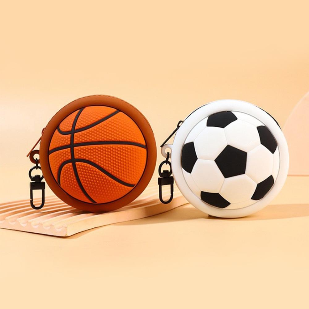 Soccer Sports Series Coin Purse Wallet Tennis Silicone Earphone Bag Basketball Purse Bag  Travel