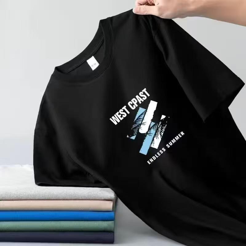 

Мужская летняя футболка с коротким рукавом из ледяного шелка в корейском стиле, свободная, с круглым вырезом - для подростков и взрослых 3XL чёрный