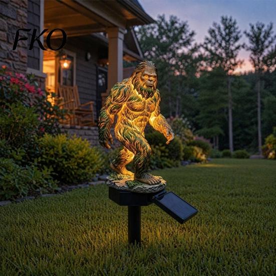 Mittelalterliche Drachen Dekoration Solare Gorilla Gartenstatue Licht, Gotische Harz Außenlaterne Skulptur, Geformtes Licht Fantasy Dekor für Hof Terrasse,