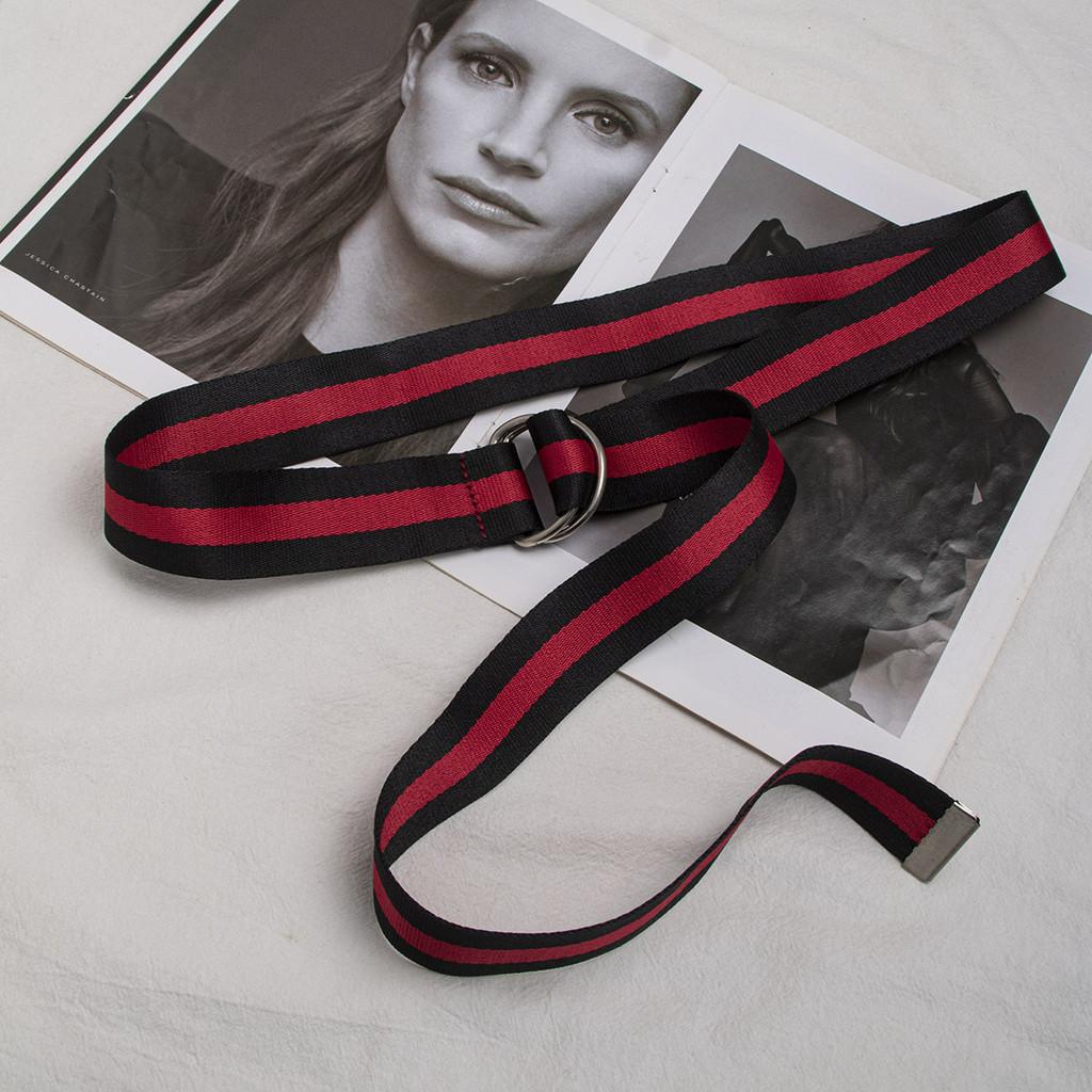 Letter Simple Grid Striped Butterfly Polka Dot Printed Women Canvas Belt