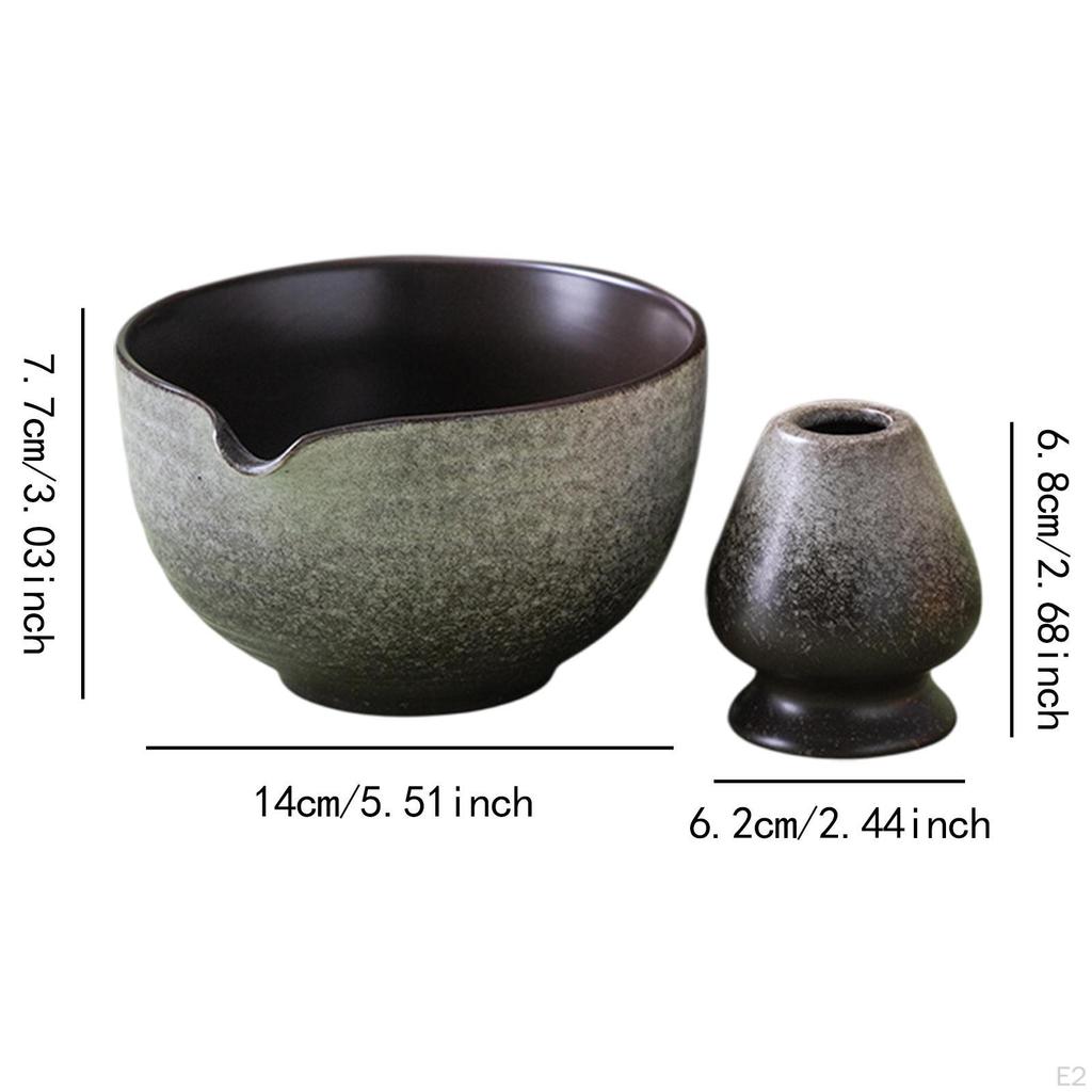 Japanische Matcha-Schüssel mit Schneebesenhalter, 430 ml, Keramiktasse für Büro und Schlafzimmer