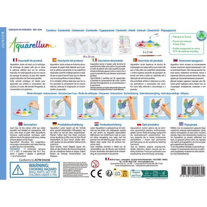 Peinture aquerelle - SENTOSPHERE - Aquarellum Junior - Oiseaux du Paradis - 5 couleurs - Sertissage sur papier Vélin - Des 6 ans