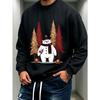 Men's Graphic Print Crew Neck Sweatshirt, Vintage Winter Aesthetic, Christmas Pattern, Loose Fit Cut, Comfortable Everyday Streetwear