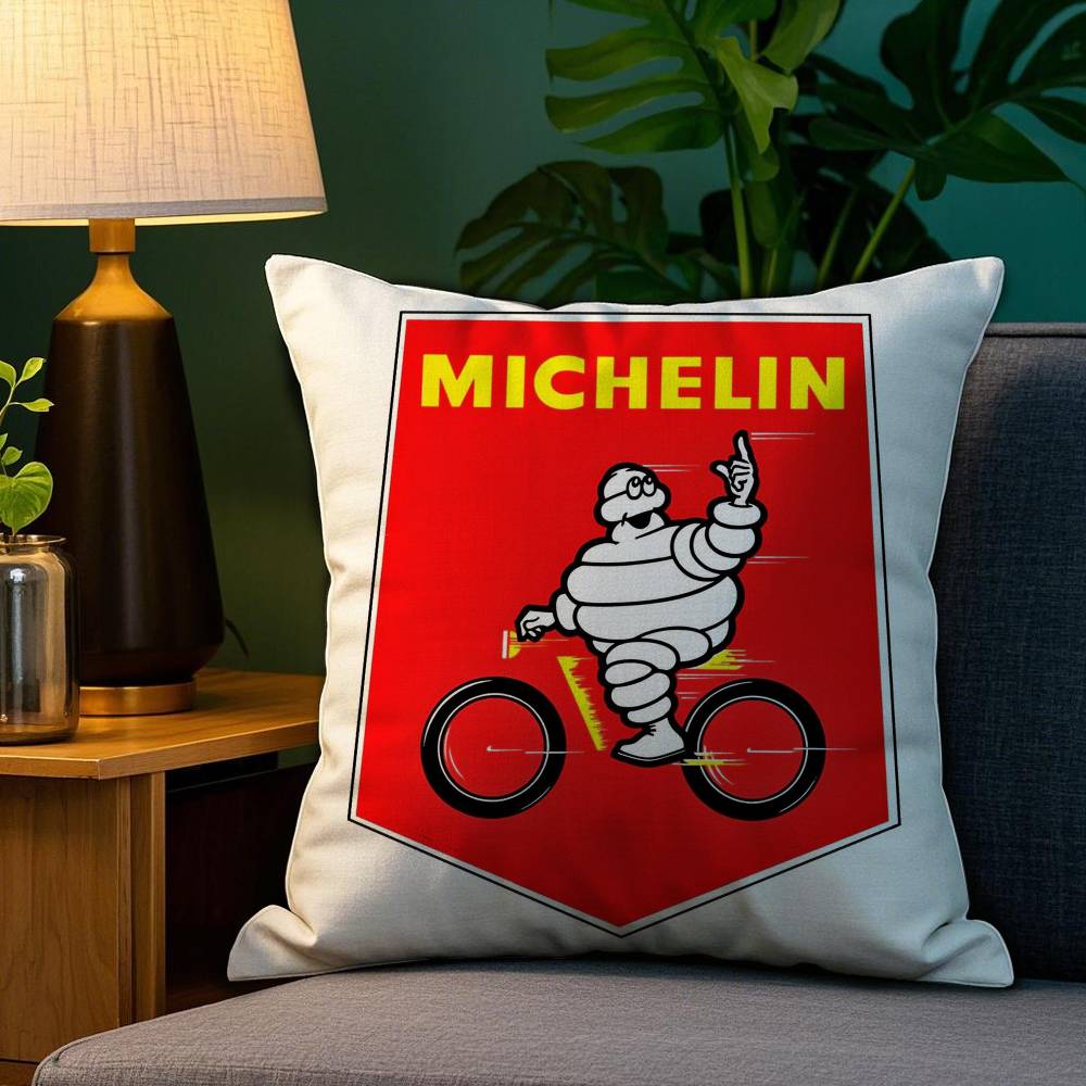 M-MichelinS T-Tyres Pillow Case Plush Fabric Soft Double Sided Print Sofa Cushion Cover Throw Pillow Covers