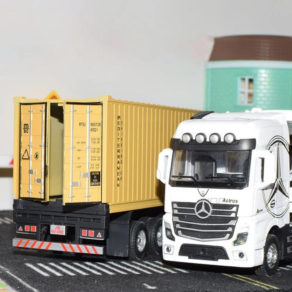 1:50 Diecast Alloy Truck Head Model Toy Container Truck Pull Back With Light Engineering Transport Vehicle Boy Toys For Children