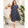 Summer Women's Dress Plus Size Irregular Dot Short Sleeve Loose Round Neck Big Hem Long Dresses