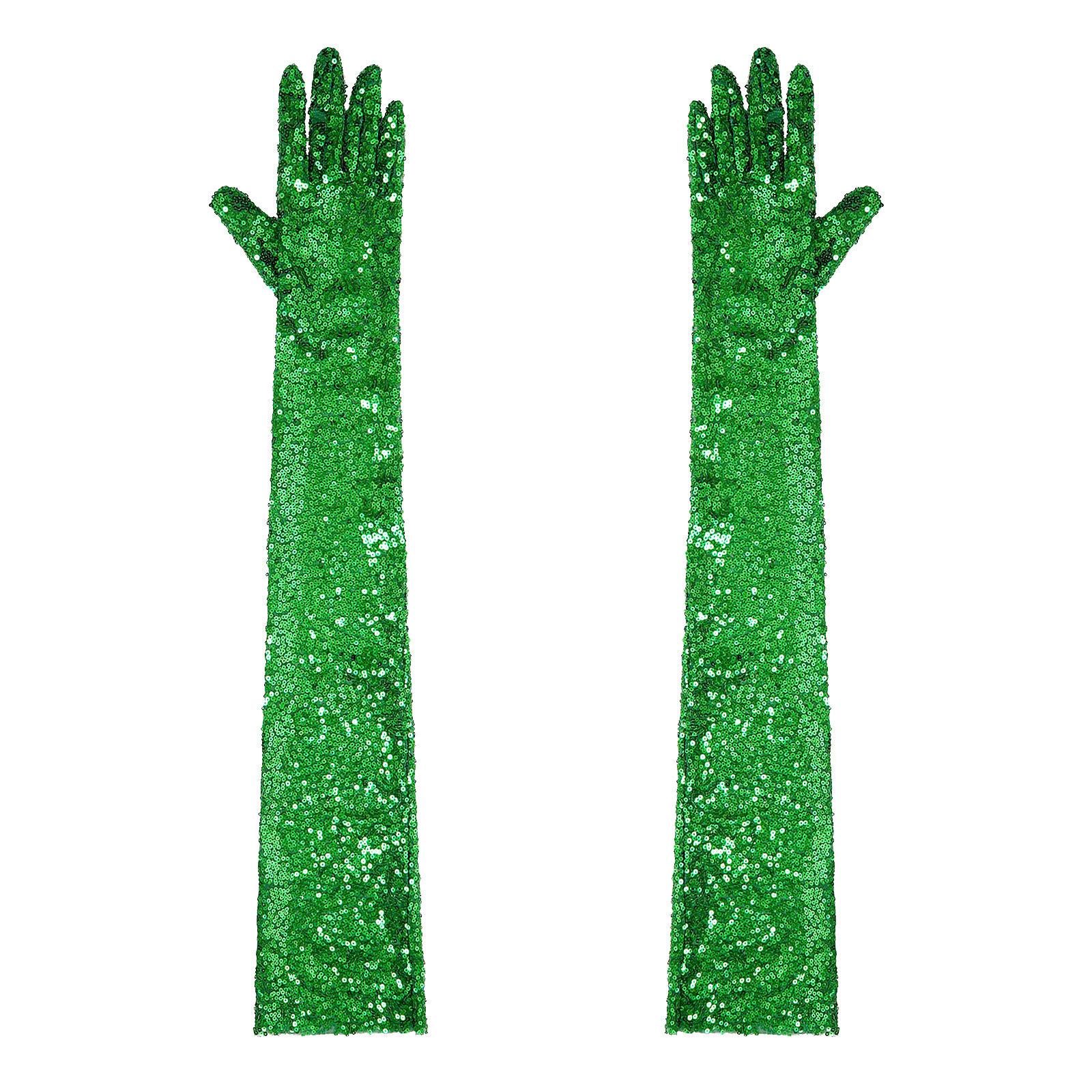 

Жіночі блискучі сітчасті довгі рукавички до ліктя Вінтажні довгі рукавички для оперного вечора One Size зелений