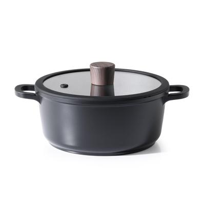 SENSARTE Panela Funda de 20cm com Curry de Mesa a Gás Fácil para Panela Quente e Cozido Tampa Preta, Antiaderente, Panela, Panela, Compatível, Limpa, Cozinhar, Sukiyaki,
