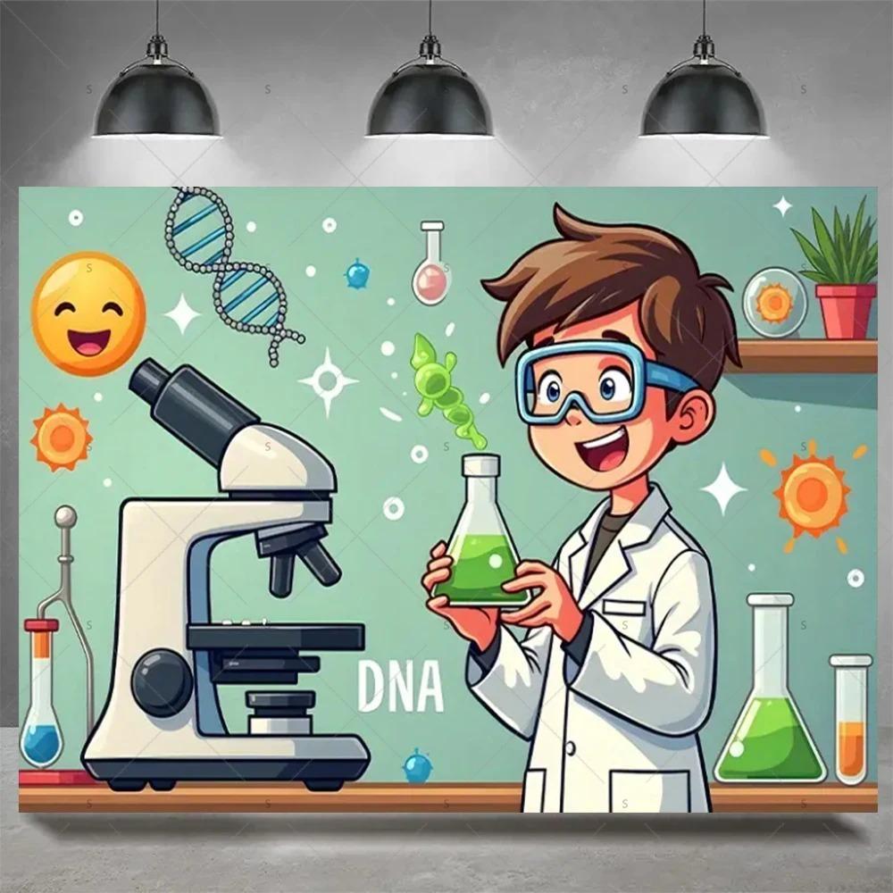 Crazy Science Fun Theme Party Decoration Background, Scientist Boys and Girls Birthday Party Decoration Photography Background