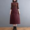 Women Down Skirt Elastic High Waist Large Swing Design Midi Skirt with Pockets Solid Color A-Line Windproof Skirt