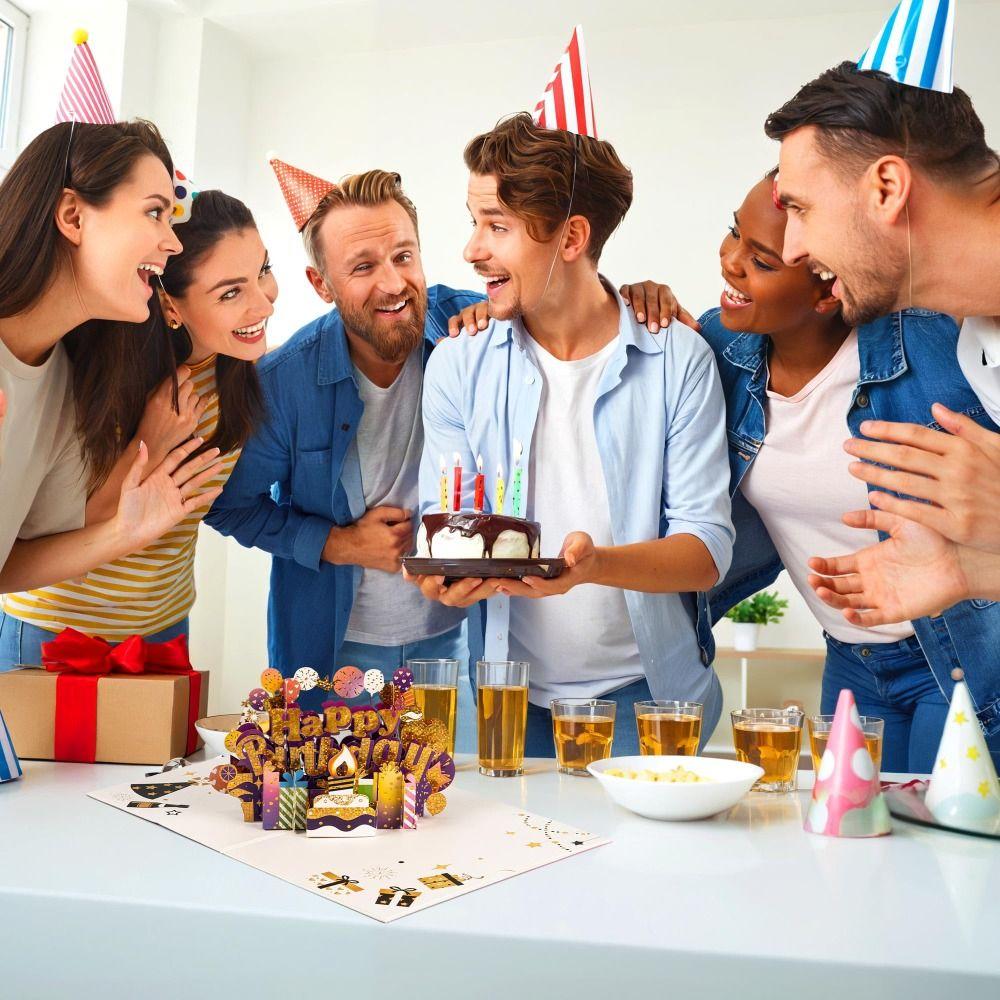 New 3D Happy Birthday Card Pop Up Four-Layer Birthday Cake Gift Card Foldable Best Wishes Mother's Day card Birthday Party