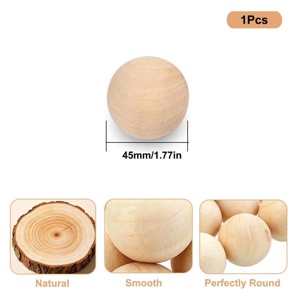 1-50Pcs Wood Ball Dia 6mm-75mm Wooden Primary Color Solids Round Wooden Ball Decoration DIY Home Painted Parts